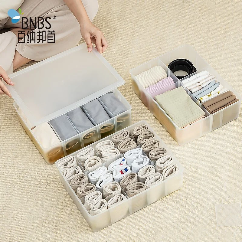 Underwear Storage Box with Spaces Socks Storage Container Plastic Box