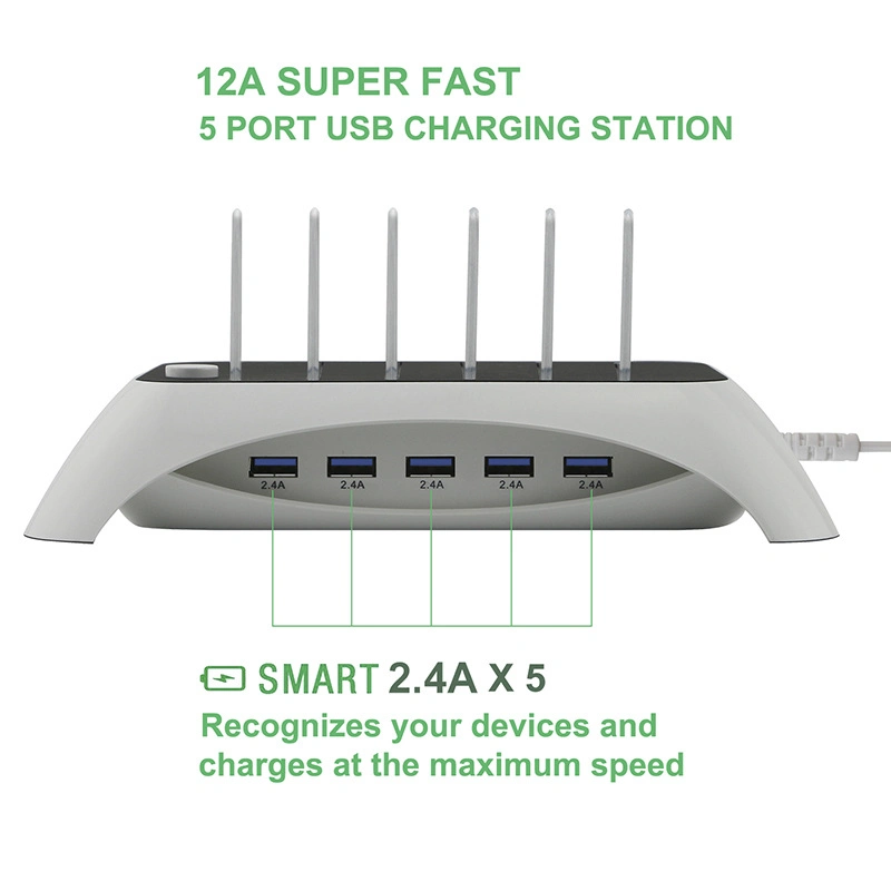 Wholesale/Supplier 5 USB Charging Adapter Multi-Port LED Display Storage Holder