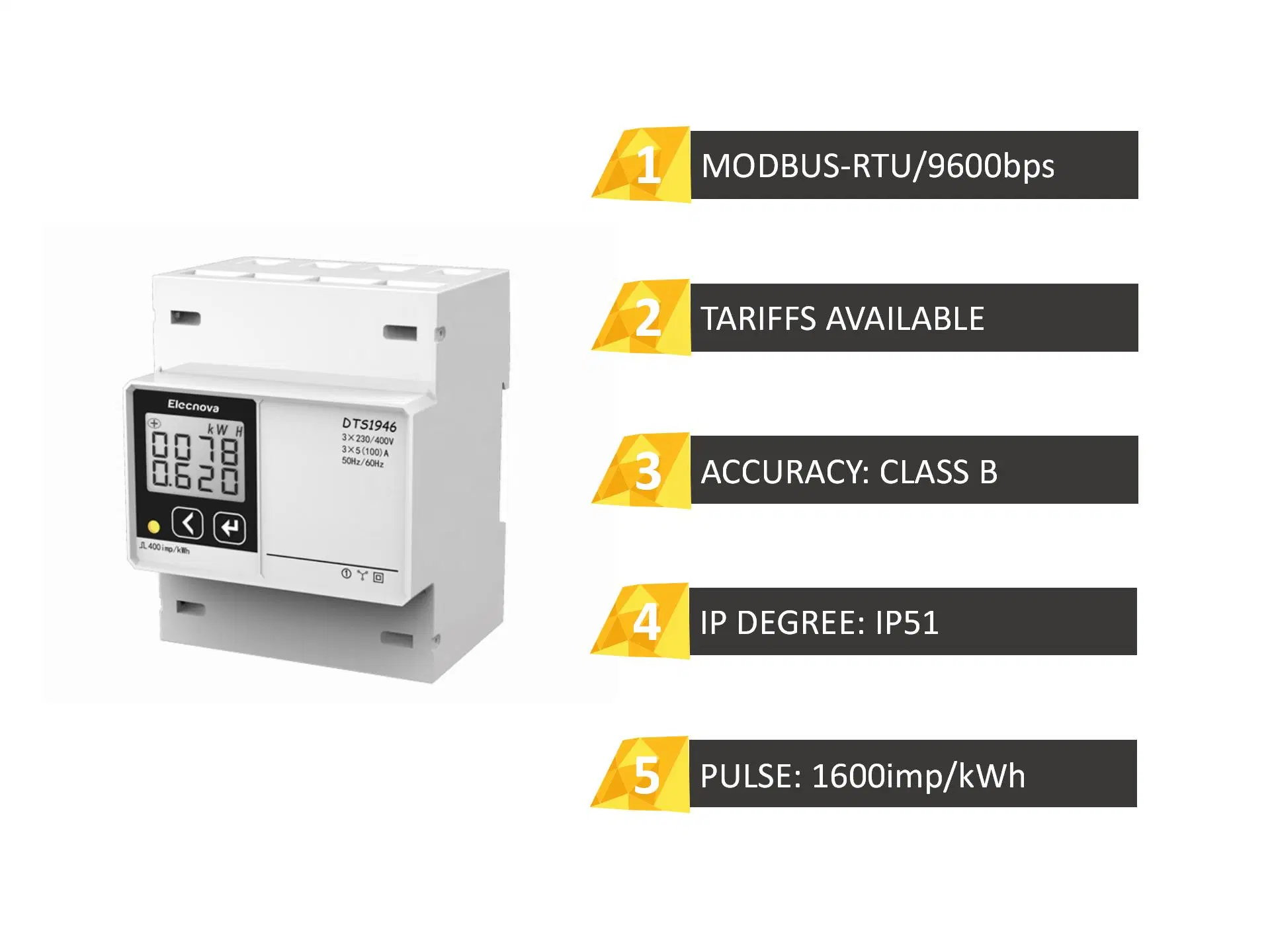 RS485 Comunicação Trifásico DIN Rail Kwh de electricidade do consumo de energia Monitor do Medidor de energia