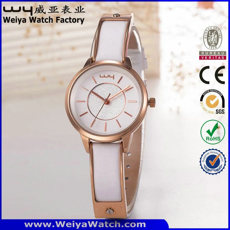 Fashion Luxury Leather Strap Quartz Ladies Wrist Watch (Wy-103B)