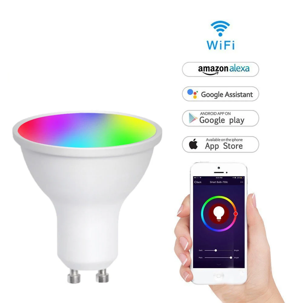 Lâmpada LED de foco Tuya WiFi de 5 W GU10 Smart