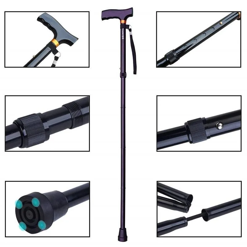 Lightweight Retractable High quality/High cost performance Foldable Aluminum Alloy Outdoor Walking Cane Stick for Senior Elderly