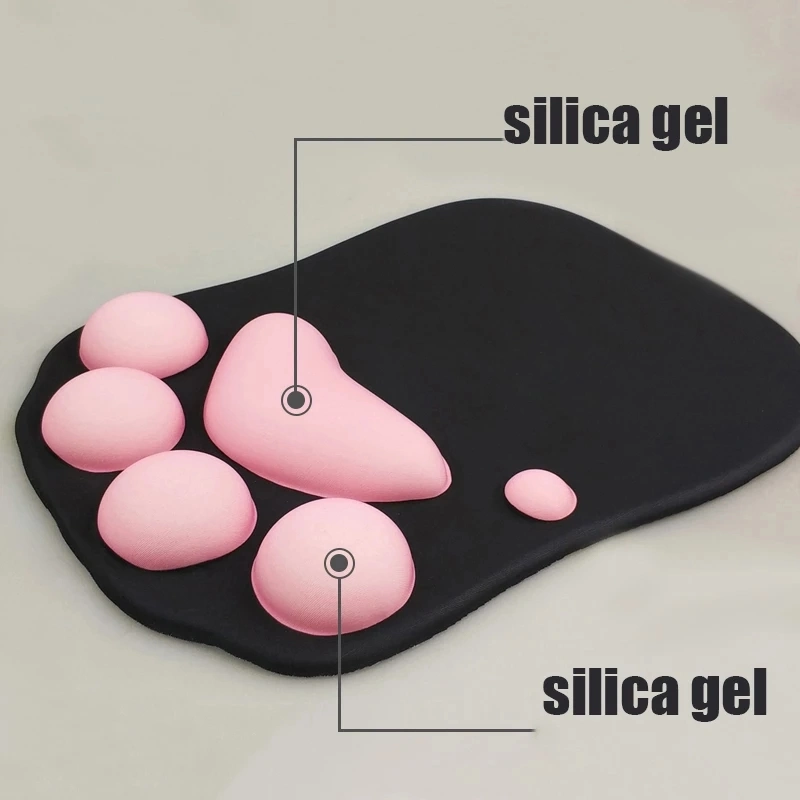 3D Mouse Pad Soft Silicone Cute Cat Paw Mouse Mat Memory Foam Wrist Rests Cushions Mousepad for Kids Laptop Computer Mousepad