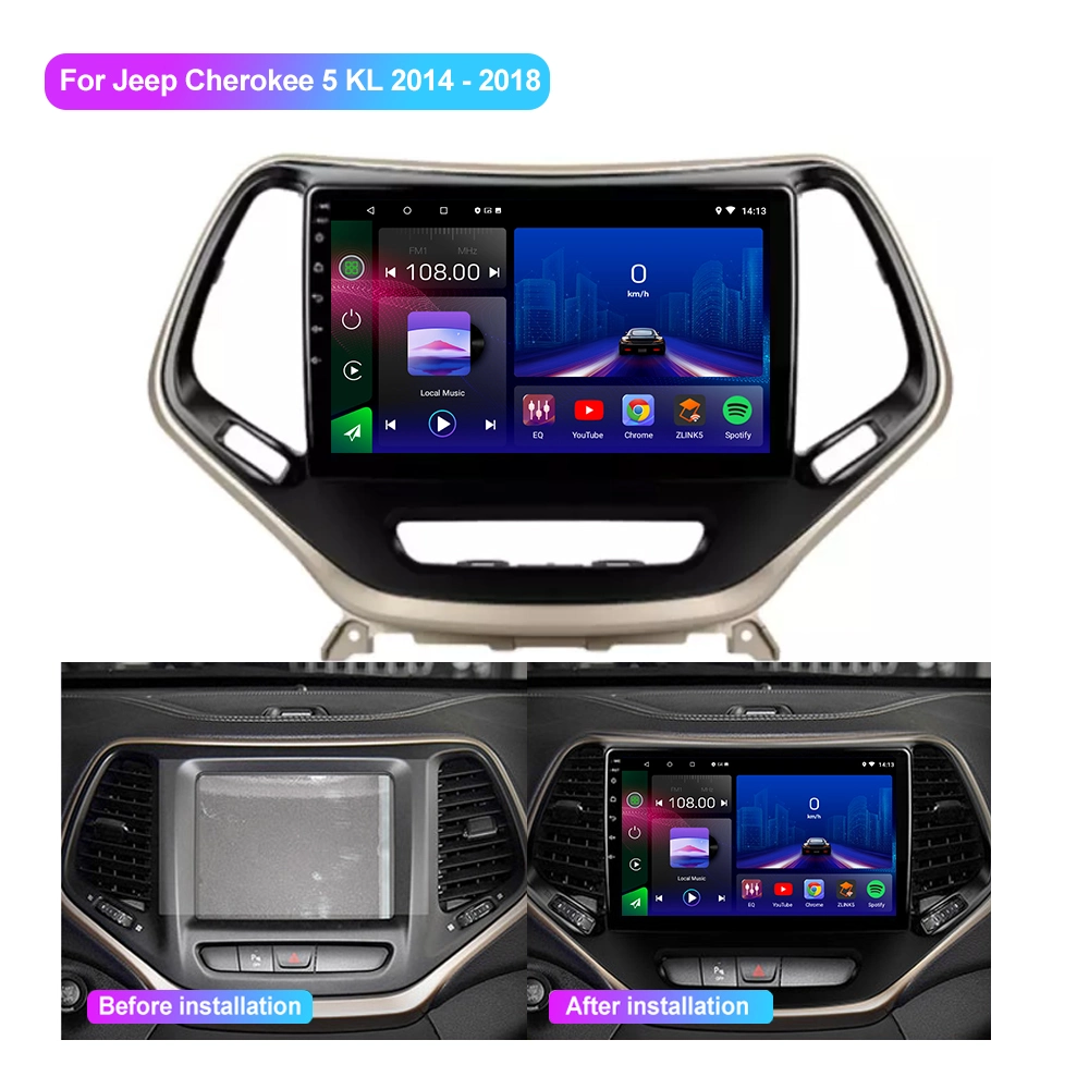 Jmance Android 10 Voiture Lecteur DVD pour Jeep Cherokee 5 KL 2014 - 2018 Carplay MP5 radio du véhicule multimédia GPS 10 Lnch