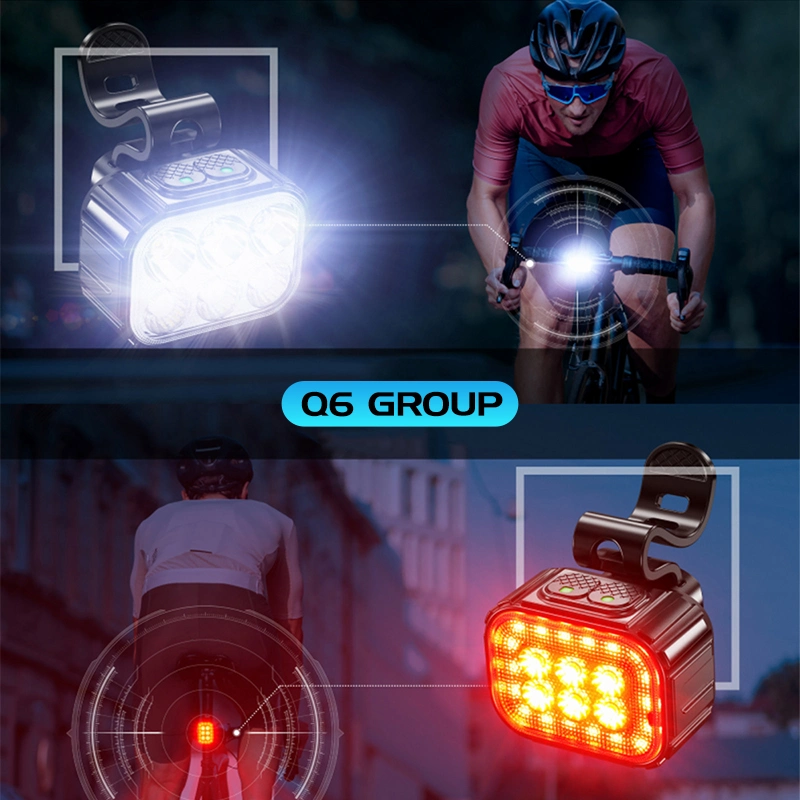 2023 New Type Q6 Bicycle Light Front Rear Lights USB Rechargeable MTB Cycle Light Bike