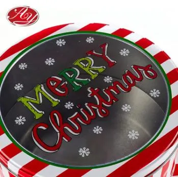 Beautiful Christmas Gift Round Metal Tin Can Box