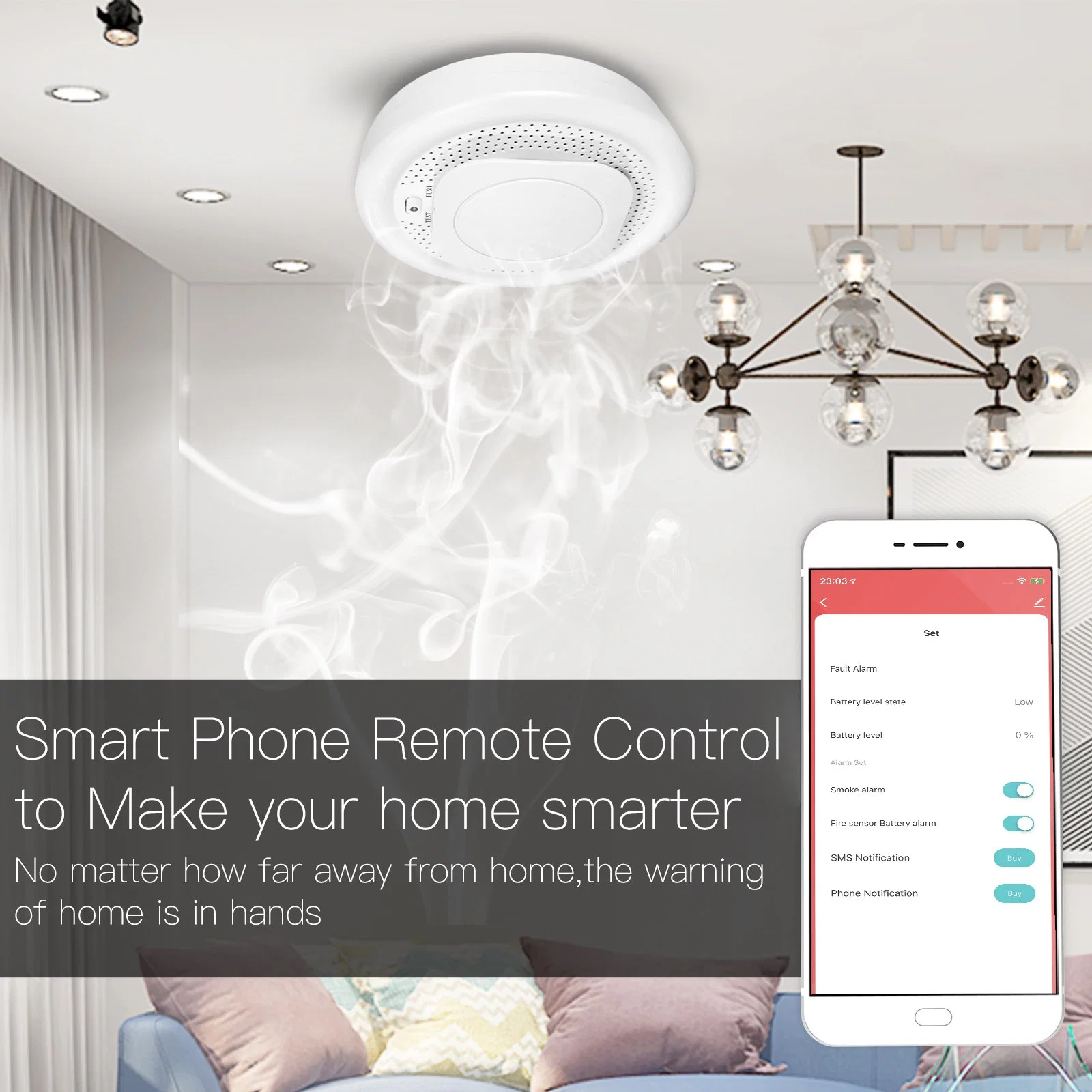 Tuya APP Control Zigbee/WiFi Fire Alarm Smoke Sensor Detector for Home Security