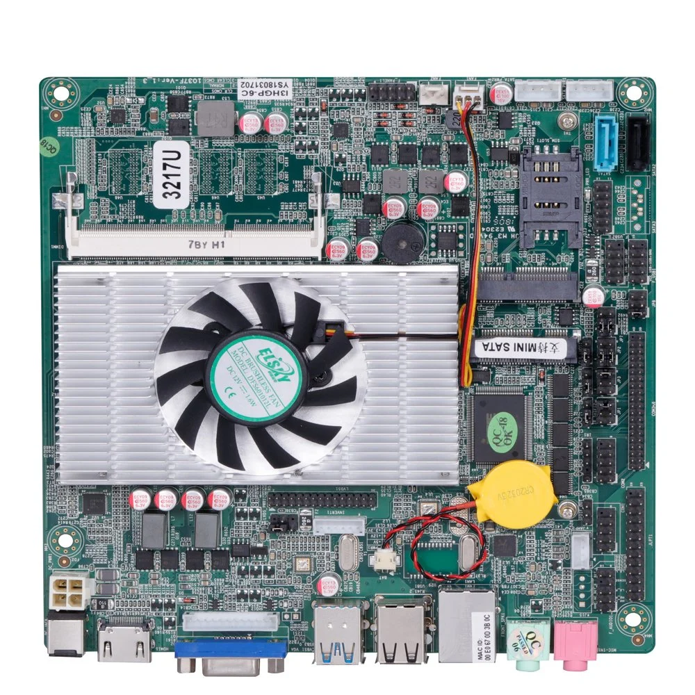 Heißer Verkauf Elsky Dual Cores DDR3 Mainboard i3 Prozessor 1,8GHz 1037U i3 i5 i7 LVDS Mini-PC-Platine mit Lüfter Für industrielle Steuerung 4,0