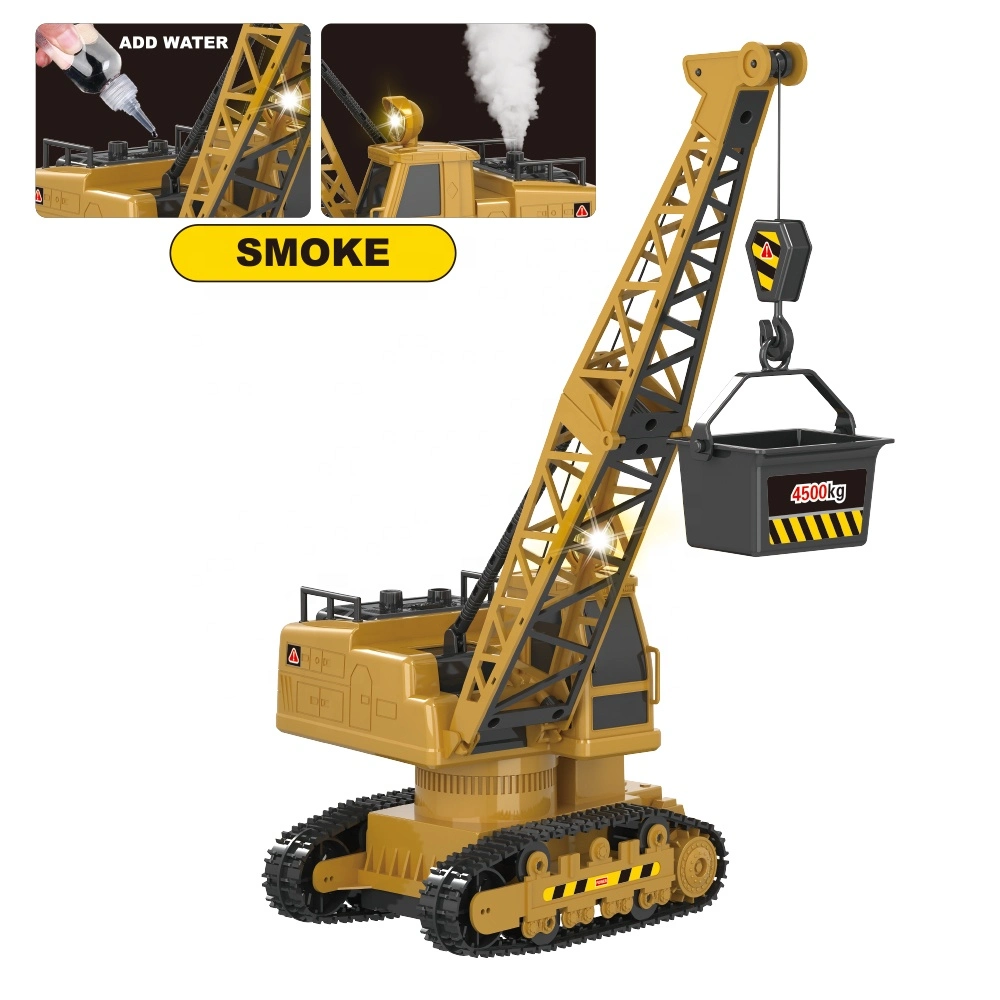 2.4GHz Remote Control Construction Vehicle 1/20 Scale Tower Crane with Light and Smoke Hoist Dragline Engineering RC Crane Toy Remote Control Truck