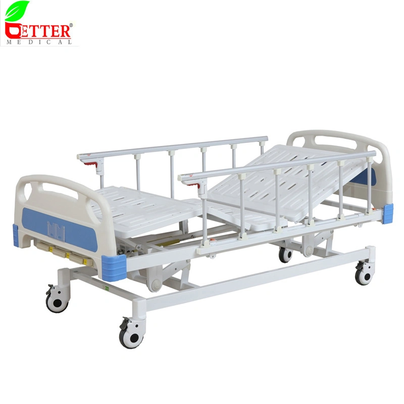 Suministro médico 3 rangos 3 función Manual cama hospitalaria con Barandillas de aluminio