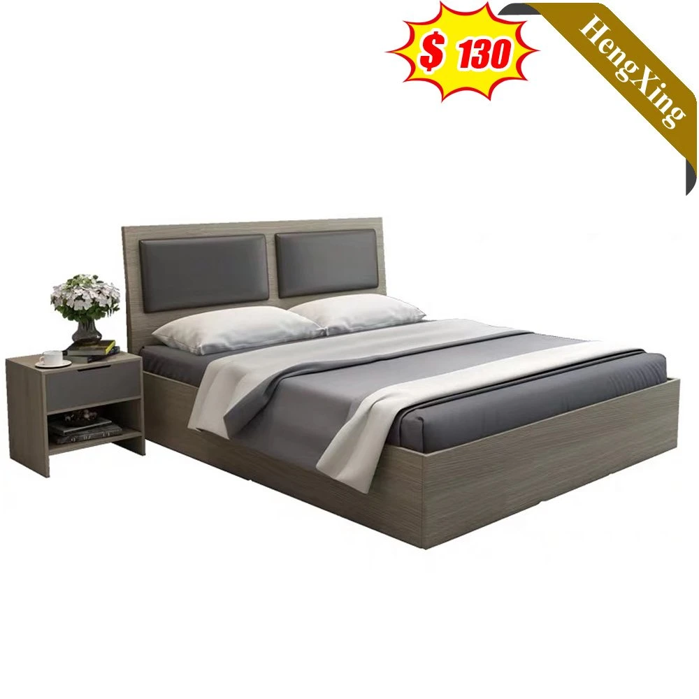 Modern Design Dark Black Color Creative Style PU Leather Hotel Home Furniture Bedroom Wooden Beds