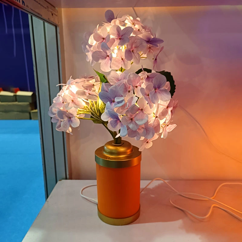 Cross-Border Warm and Modern Minimalist Bedroom Bedside Night Light USB Connection 5th Battery Creative LED Flower Vase Lamp Decorative Table Lighting