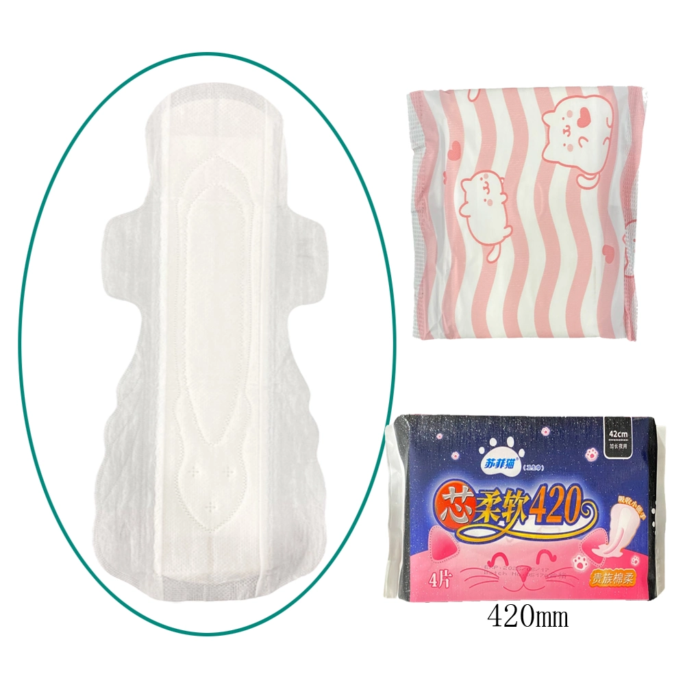 Échantillon gratuit Nom de marque de la puce d'anions femmes Pads des serviettes hygiéniques serviette de table fabricant en Chine