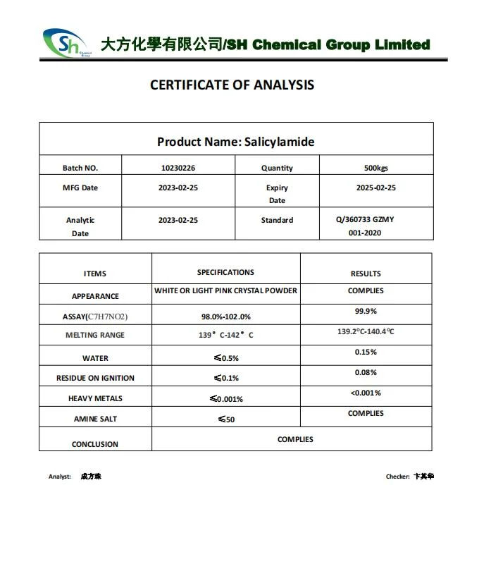 Горячие продажи Salicylamide Pharmaceutical Intermediate 65-45-2