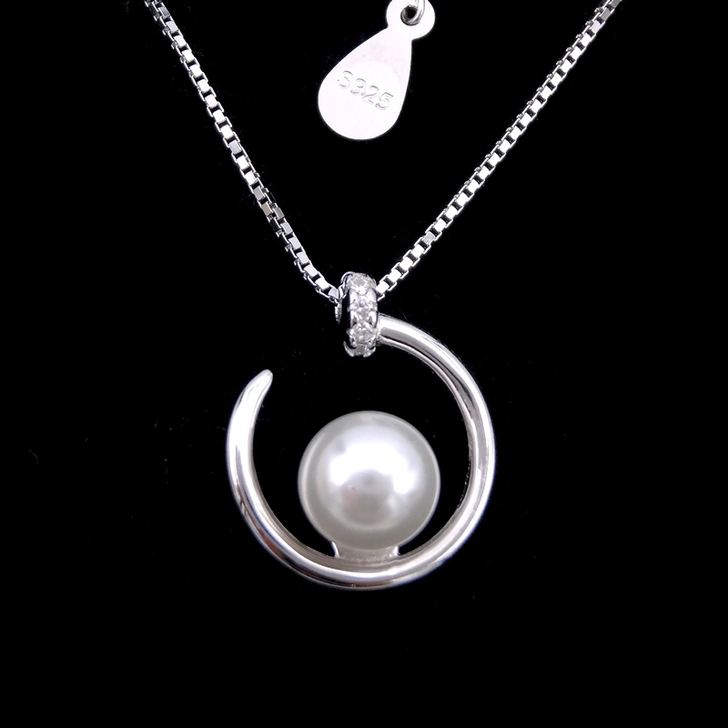 Sin extremos Silver Pearl Ronda solo Collar de perlas con forma de corazón