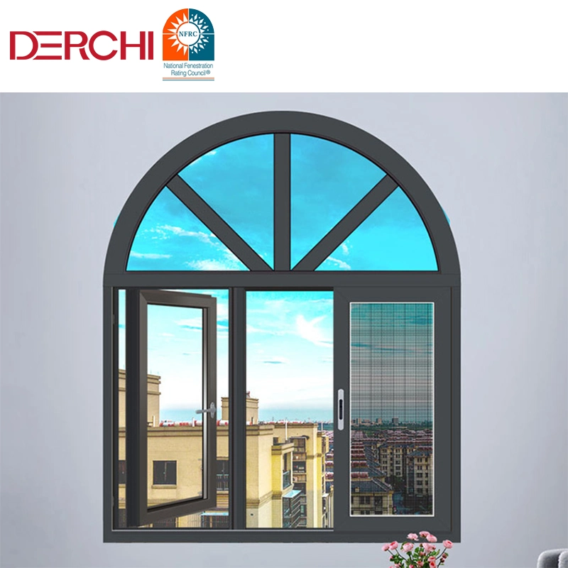 French Aluminum Casement Windows House UPVC PVC Double Glass Window