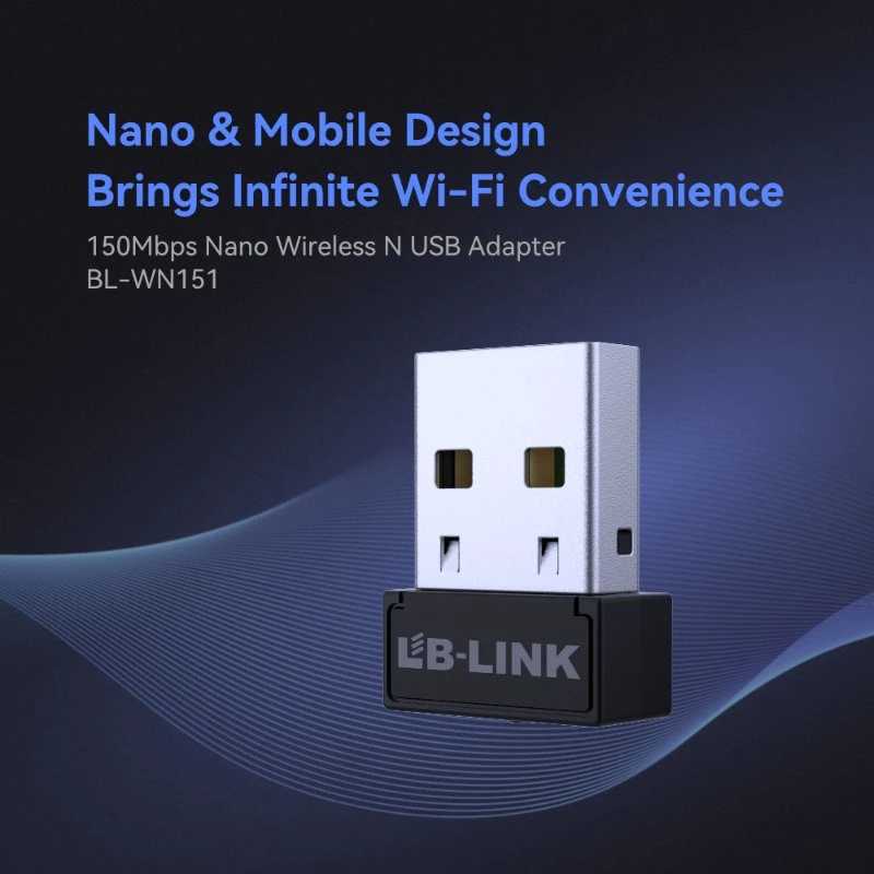 محول Nano Wireless N USB اللاسلكي Nano بقدرة 150 ميجا بت في الثانية LB-LINK BL-WN151 أحدث 150 م هوائي داخلي صغير Nano مصنّع الأجهزة الأصلية مصنّع في الصين وصلة WiFi لبطاقة WiFi