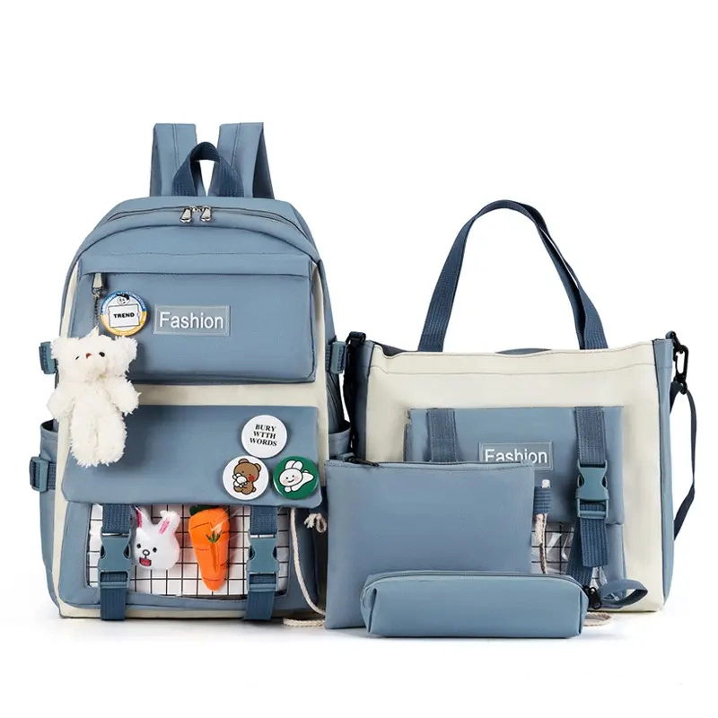 Canvas hochwertige schöne solide Rucksack Tasche für Mädchen 4PCS Beutel-Set