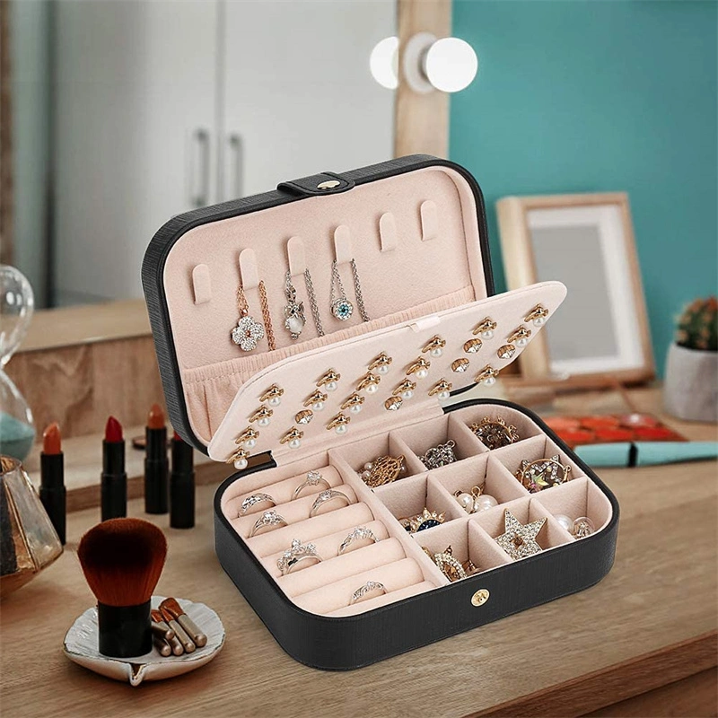 Leather Jewelry Box Double Layer Travel Jewelry Organizer for Women