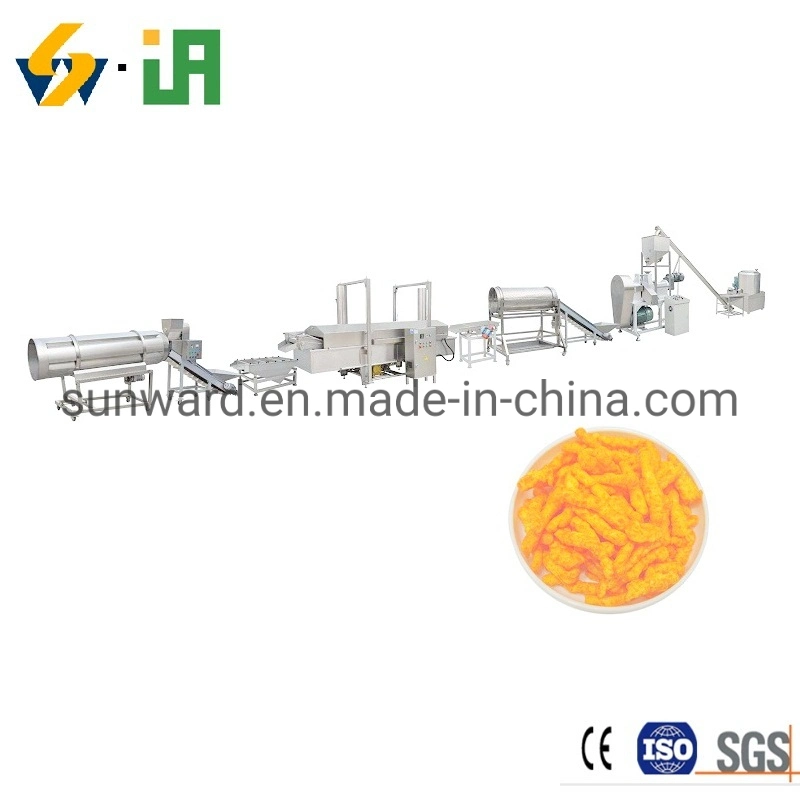 Turnkey Fried Kurkures Cheetos Nik Naks Corn and Maize Curls Producing Mill Machinery Extruder Fryer and Flavoring Equipment