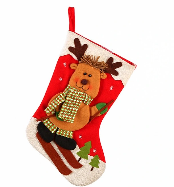 Fancy Christmas Stockings Plush Xmas Santa Snowman 3D Stuffed Socks