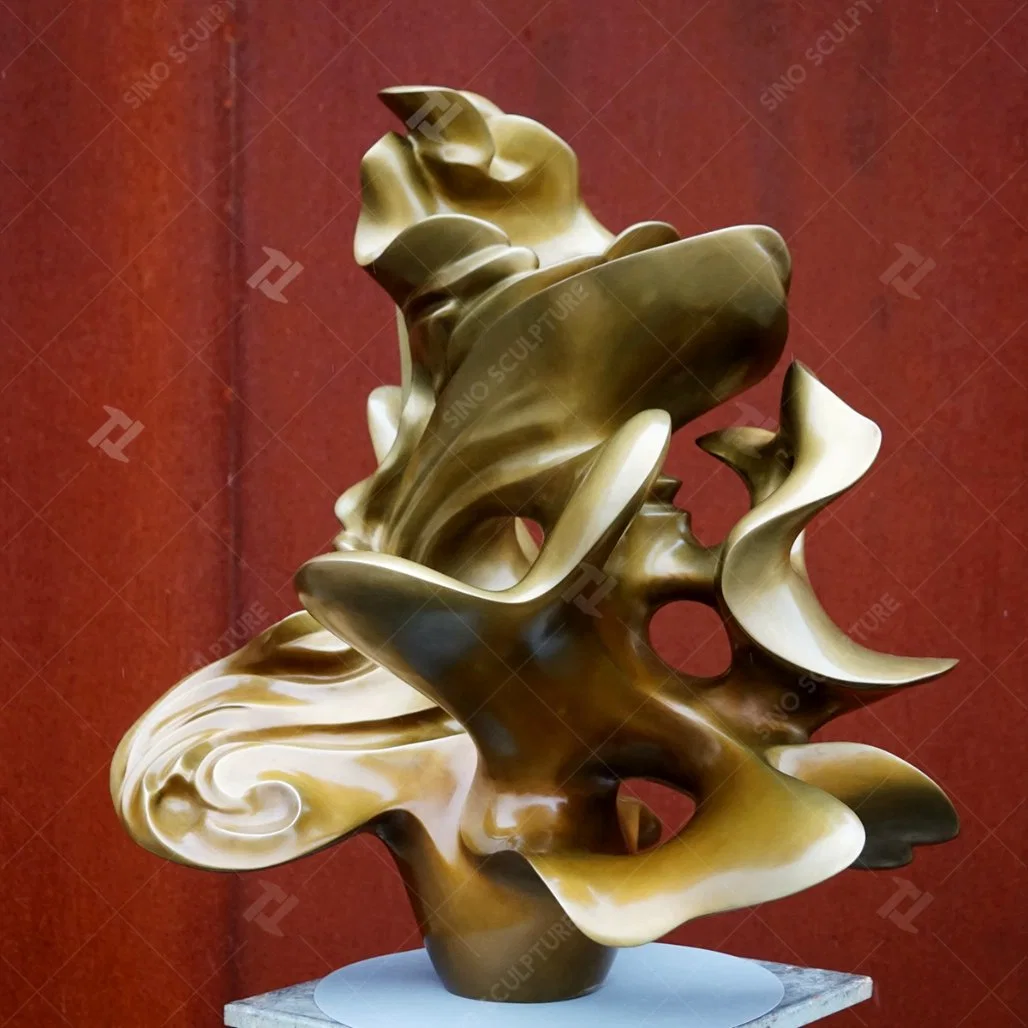 Abstract Cast Bronze Sculpture with Patina