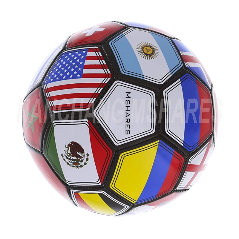 Bola de Futebol Tamanho 5 em PU Brilhante com Design de Bandeira da Copa do Mundo