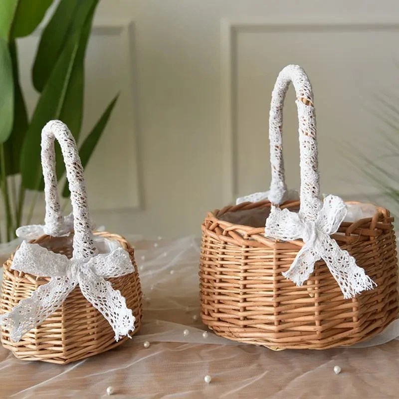 Willow Hand Woven Flower Shop Rattan Carry Easter Egg Gift Basket