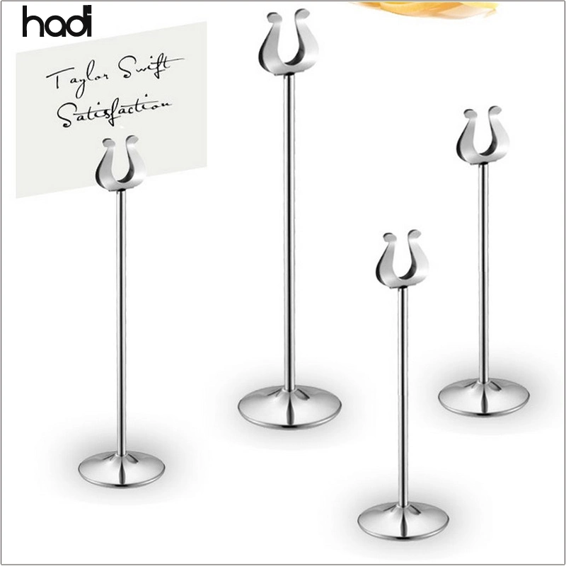 Hadi Restaurant Supply Fancy Table Number Holders Stainless Steel Silver Table Number Stands Buffet Tag Place Card Business Holder for Sale