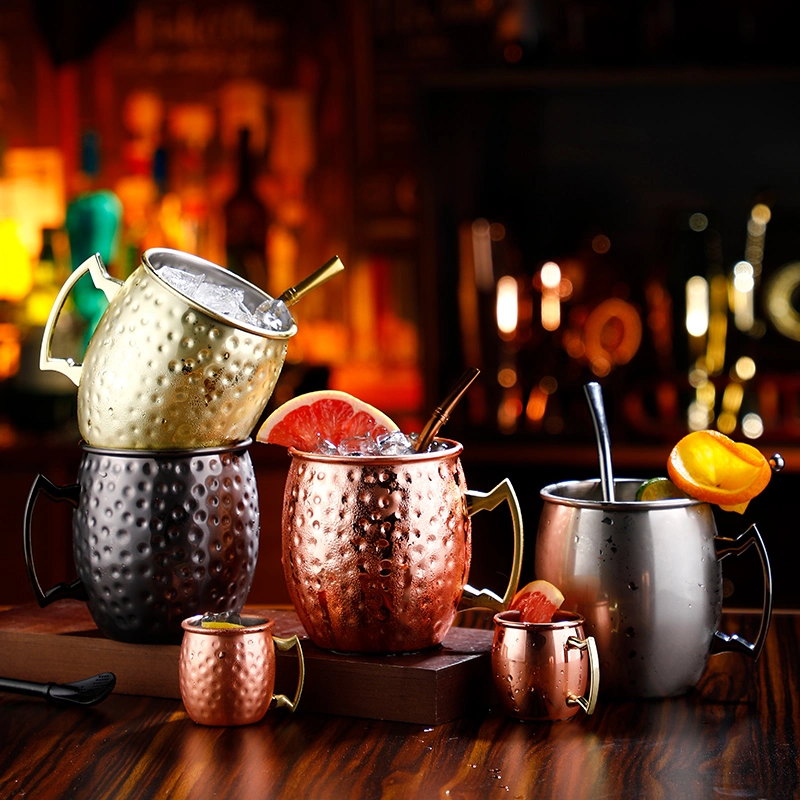 Tasses à cocktail de bière personnalisées à vendre, Marteau de fête, Mug Moscow Mule en acier inoxydable plaqué cuivre.