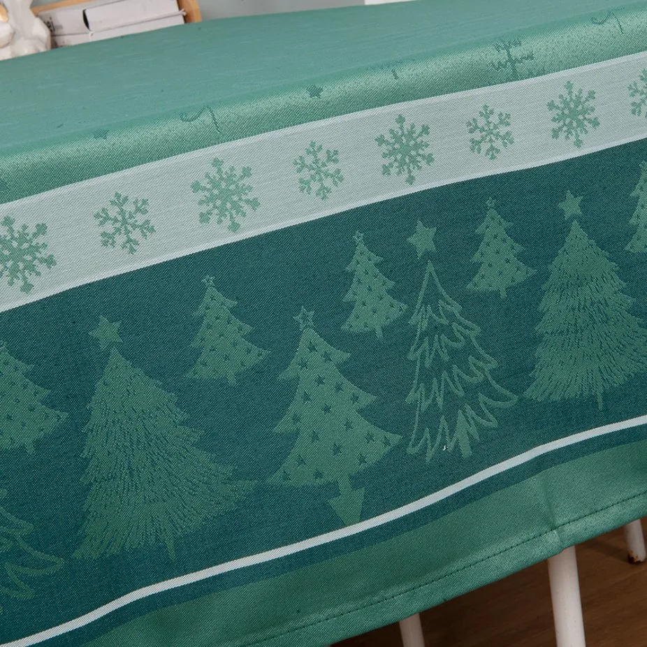 Water Proof Yarn Dyed Polyester Jacquard Tablecloth for Christmas