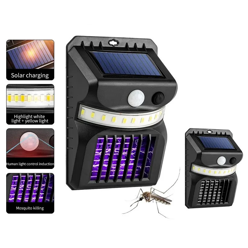 Solar Mosquito Killing Lamp Fly Bug Insect Zapper Killer LED Wall Light
