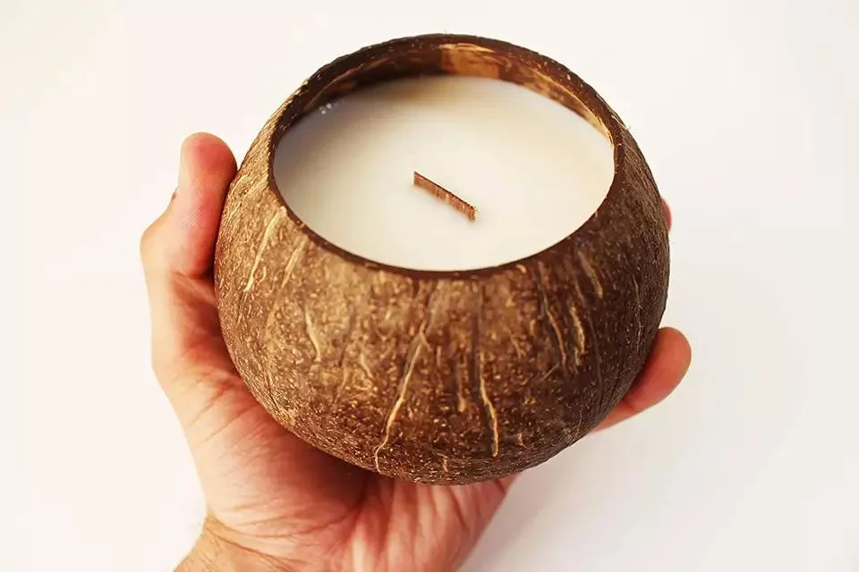 Scented Soy Coconut Shell Candles Wood Wick Scented Candles