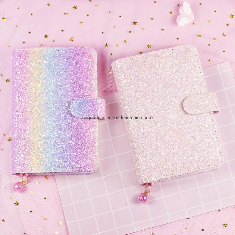 Pretty Bling Bling Sequin Material Cover Girl Mind Case Binding Notebook Cute Hardcover 2022 Notebook