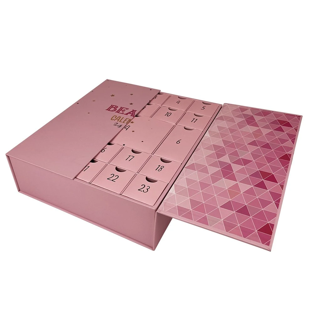 Beauty Adventskalender Benutzerdefinierte Leere Kalenderbox 24 25 Tage Weihnachten Adventskalender Box Make-up Geschenkbox Verpackung für Kosmetik