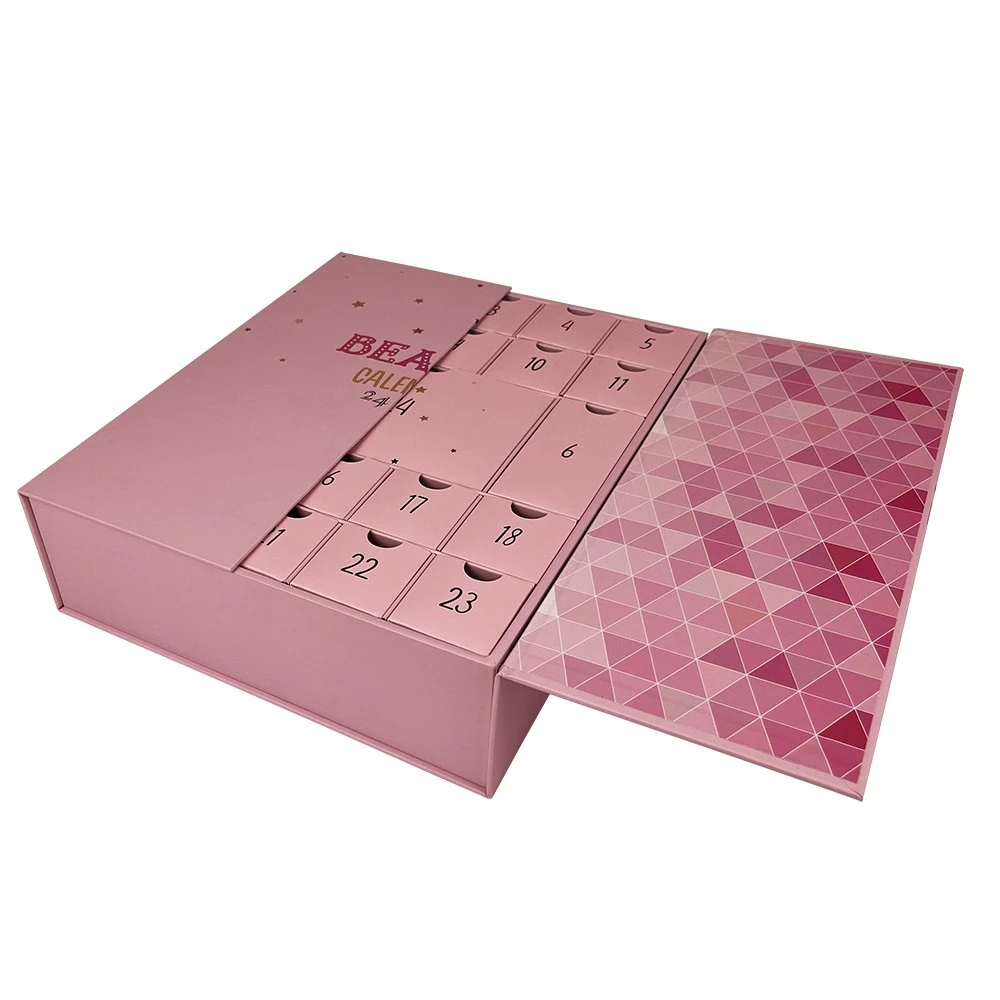 Calendario de Adviento belleza vacío personalizados cuadro Calendario 24 de 25 días calendario de Adviento de Navidad maquillaje caja de embalaje Caja de regalo para Cosmética