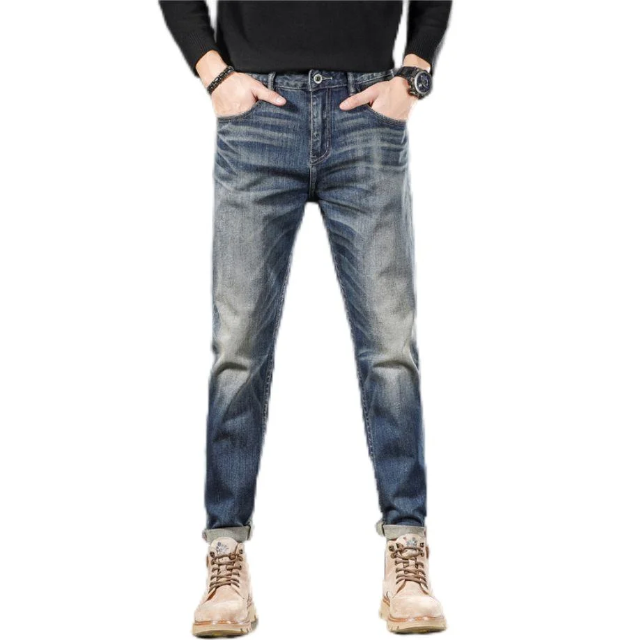 Jóvenes hombres DE cintura MEDIA Elastic Vintage regular Straight Jeans