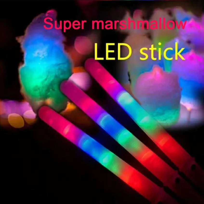 LED Cotton Candy Cones Colorful Glowing Marshmallow Sticks