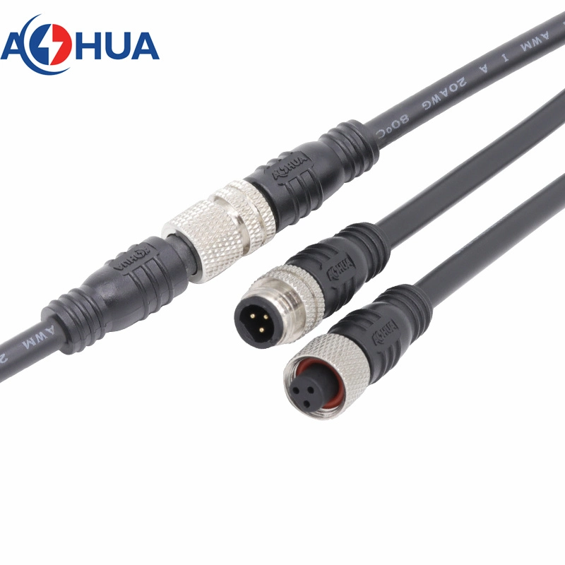 M8 2 Pin Male Female 110V Circular Metal Molded with Cable Connector Plug