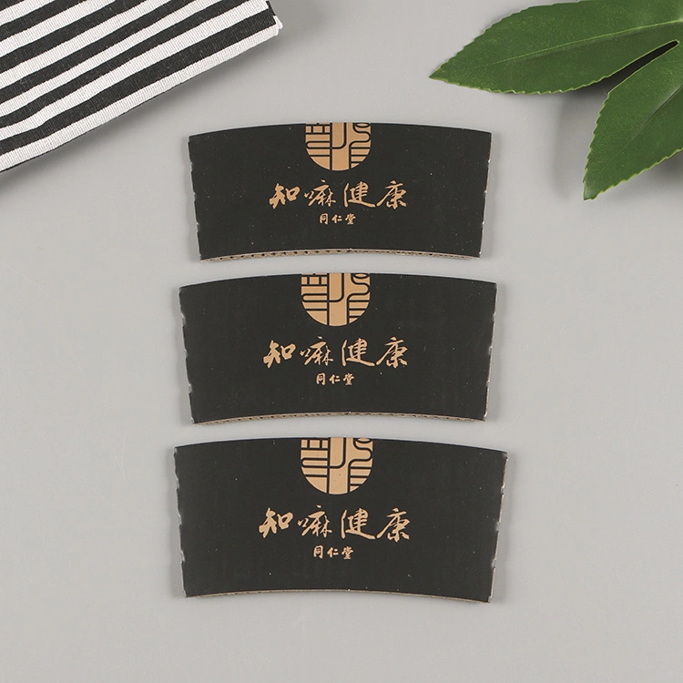 Disposable Single Wall Coffee Cup Paper Sleeve Packaging with Gold Foil for Coffee/Juice/Tea Bottle