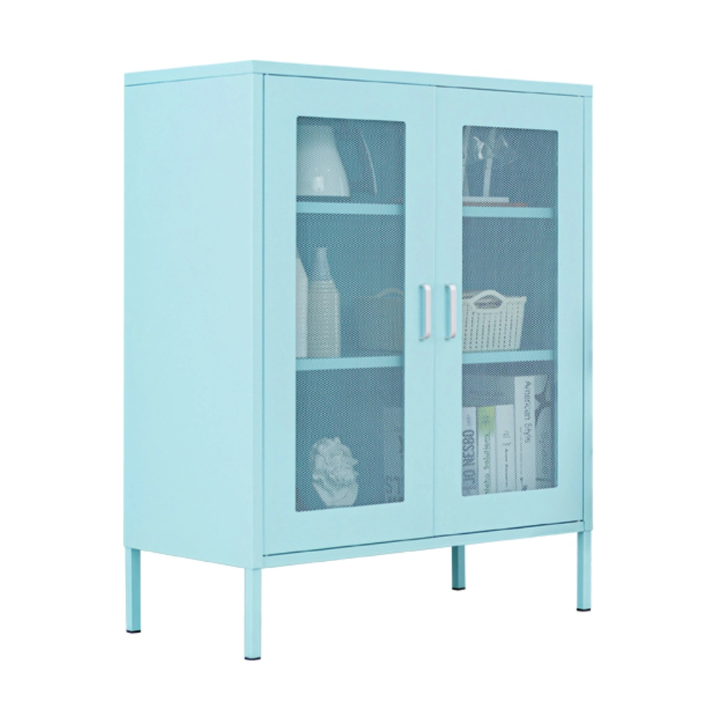 Customized Blue 2 Mesh Door Metal Bathroom Storage Cabinet