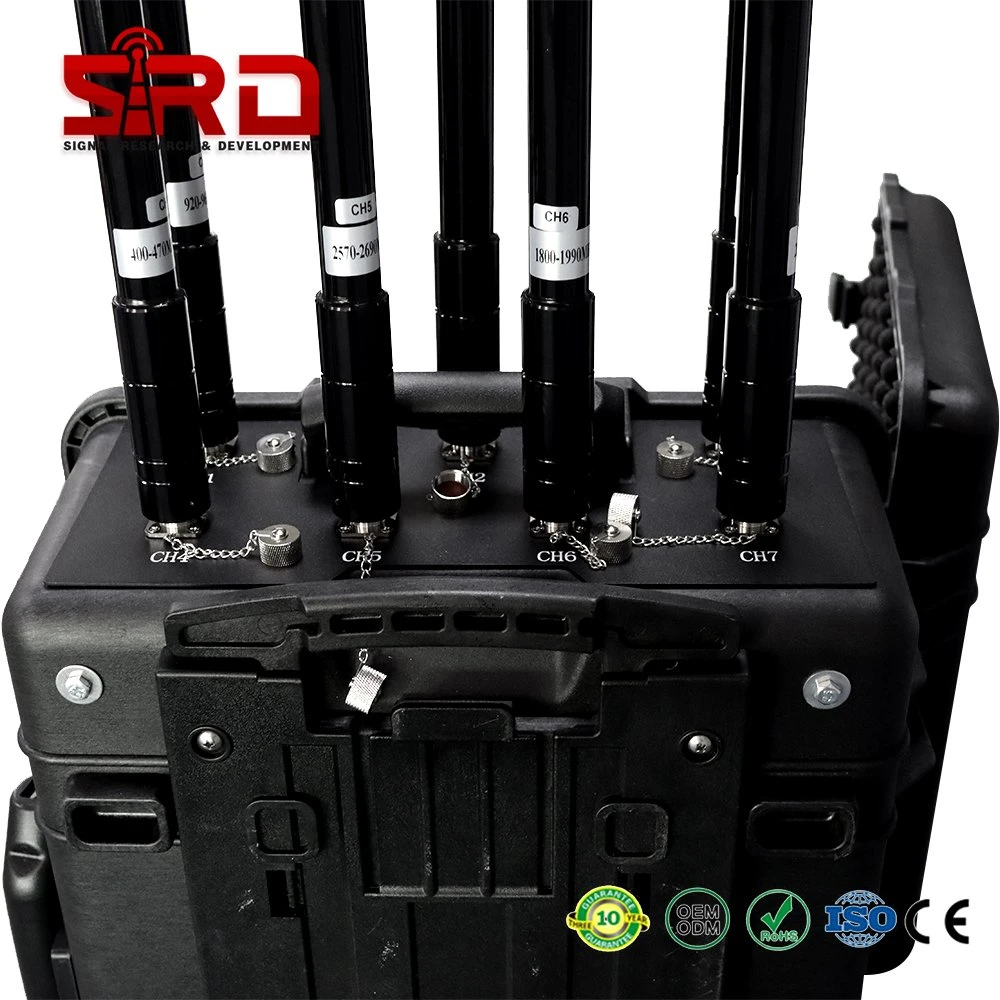 7 Antennas High Power Bomb Jammer Suitcase Cell Phone Signal WiFi Cellular Signal Jammer