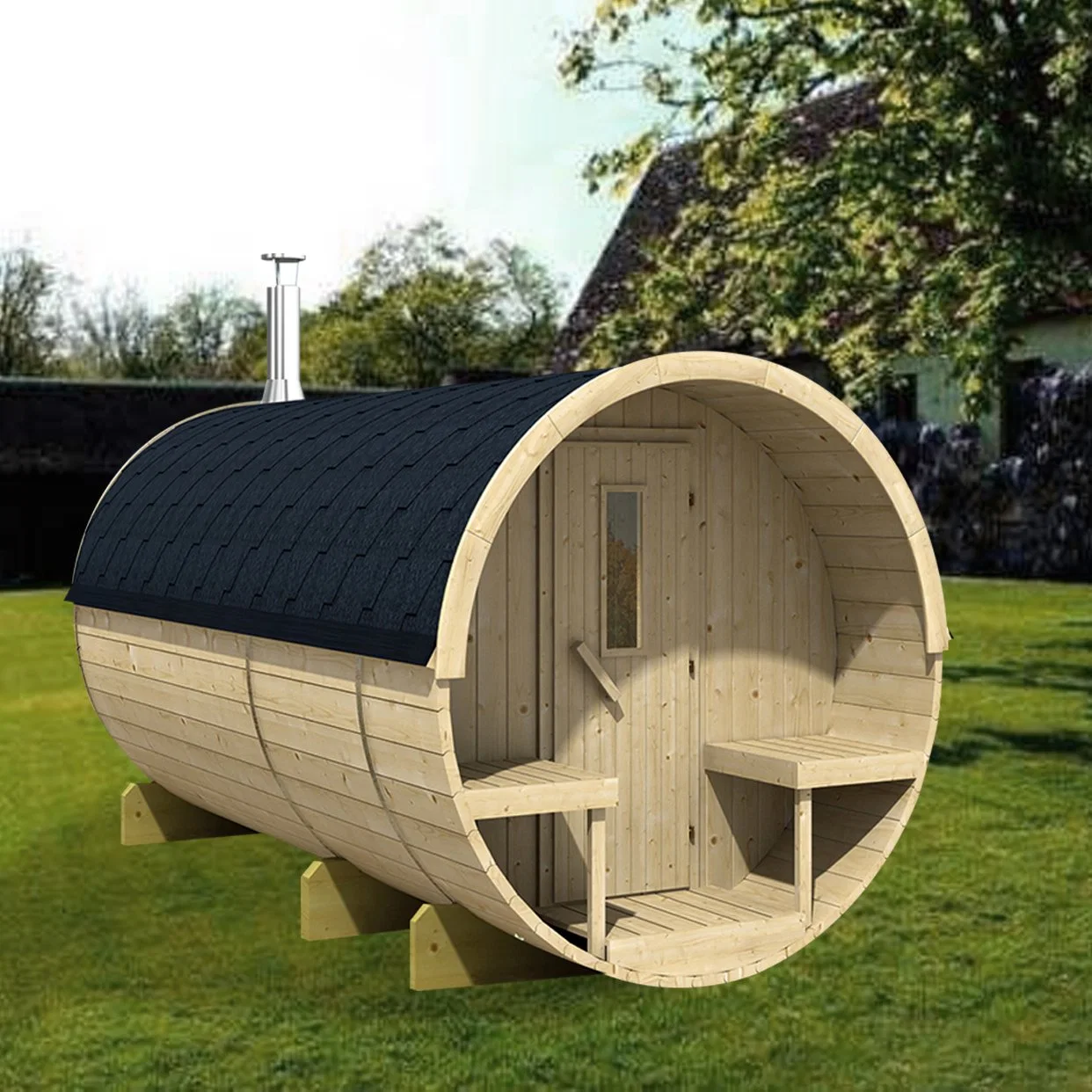 Multi-Functional Outdoor Sauna for Entertaining and Rejuvenation