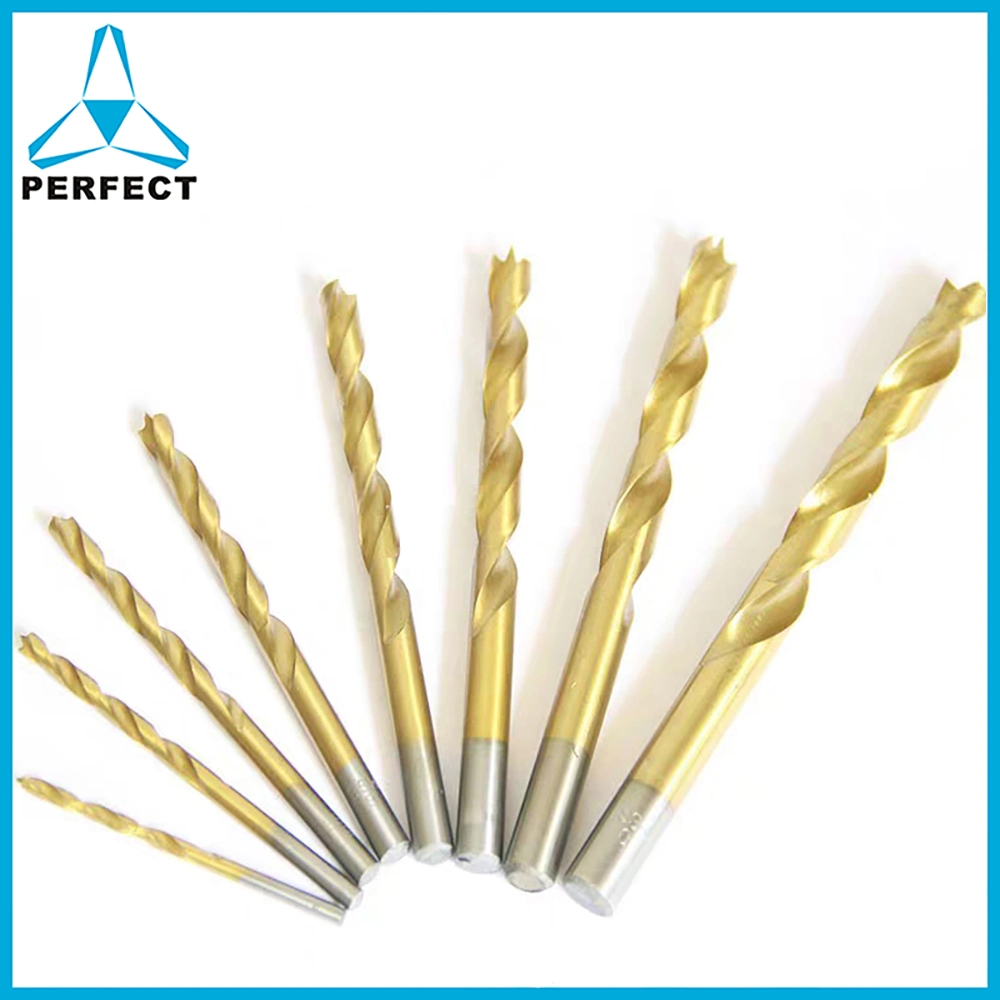 Tin Coated Edge Ground HSS Brad Point Wood Working Drill Bit