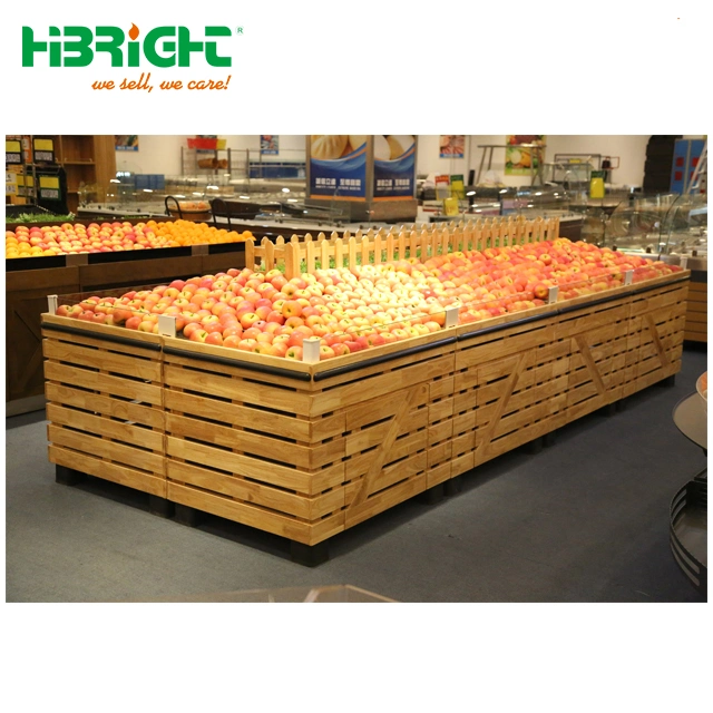 Supermarket Wooden Fruits and Vegetable Display Stand