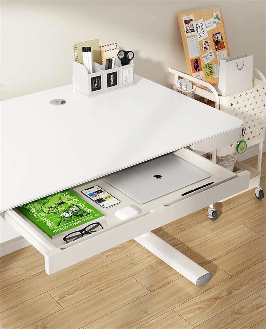 No Drawer 80cm Whitewood/Maplewood Standing Height Adjustable Sit Stand School Computer Work Study Table