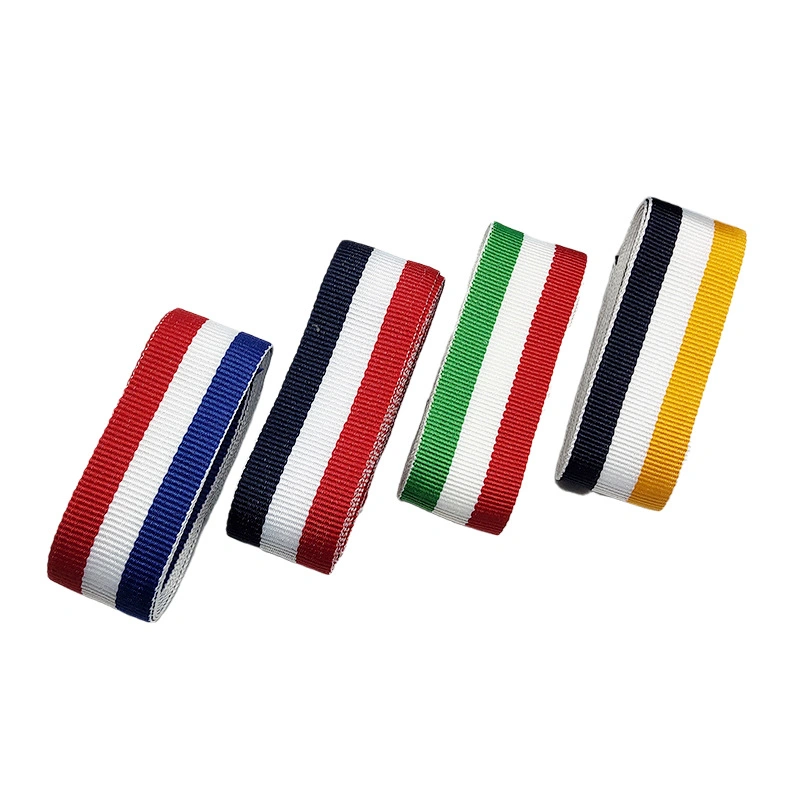 Single/Double Face/Side Polyester Twill Tape Tricolor Stripe Military Medal Grosgrain Ribbon