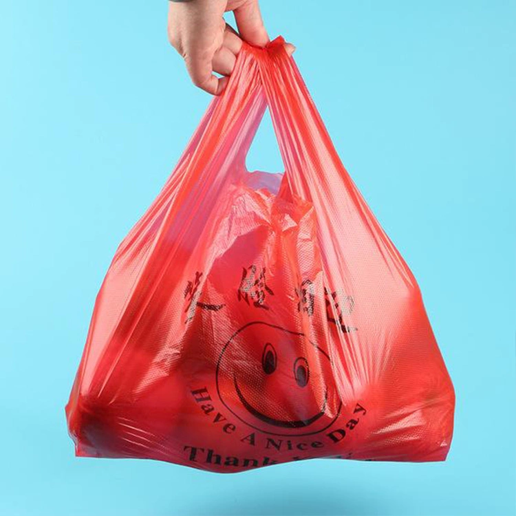 High quality/High cost performance  Corlor Poly Thank You PE Food Bag with Handle