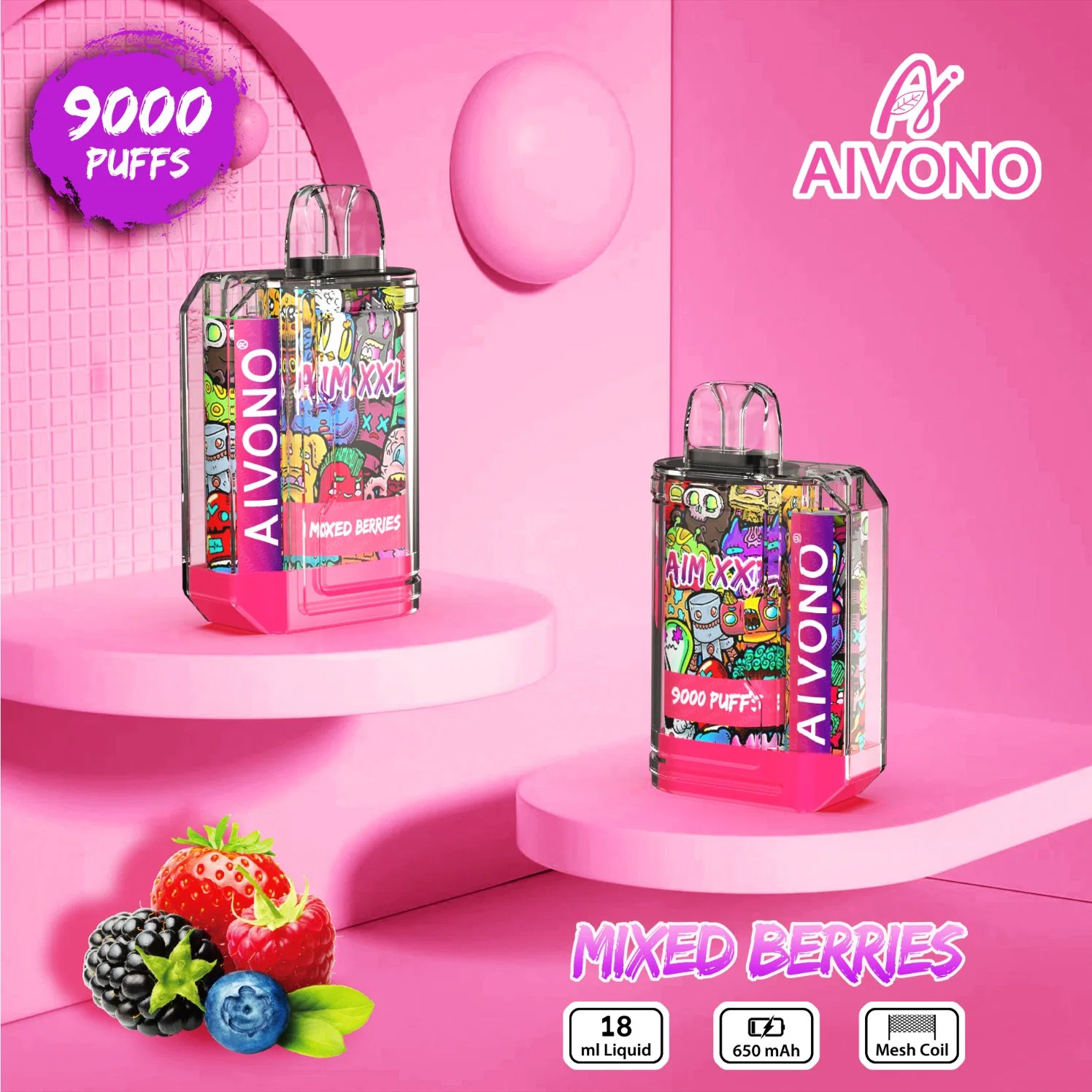 Aivono Aim XXL Best Selling Nicotine Salt E-Liquid Taste Flavors Chinese Supplier OEM Disposable/Chargeable Vape 9000puffs