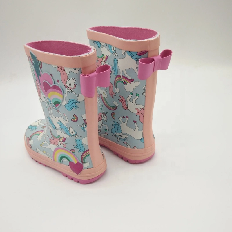 Unicorns Imprint Girls Pink Customized Design Your Own Gumboots Safety Cute Rainboots